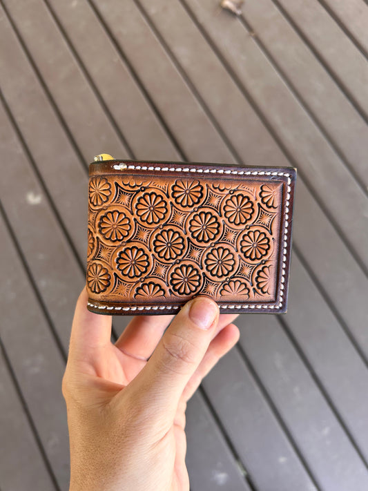 Floral stamp bifold wallet