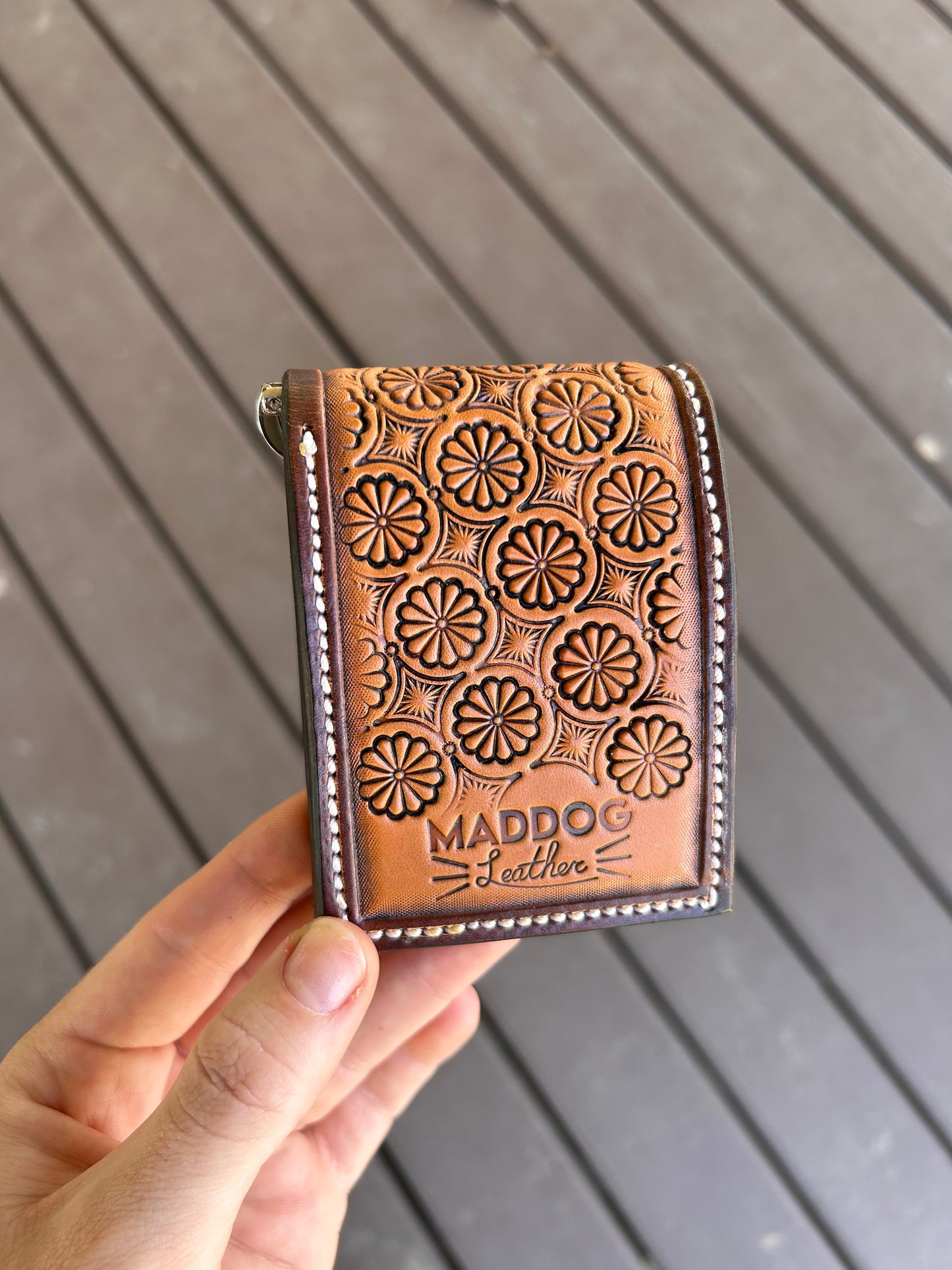 Floral stamp bifold wallet