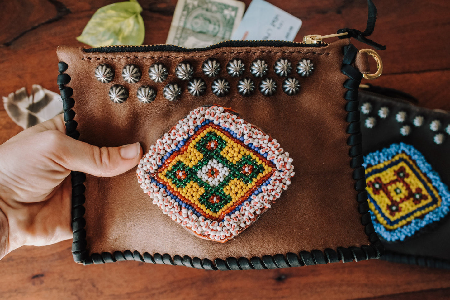 Crossways Beaded Patch Large Coin Purse