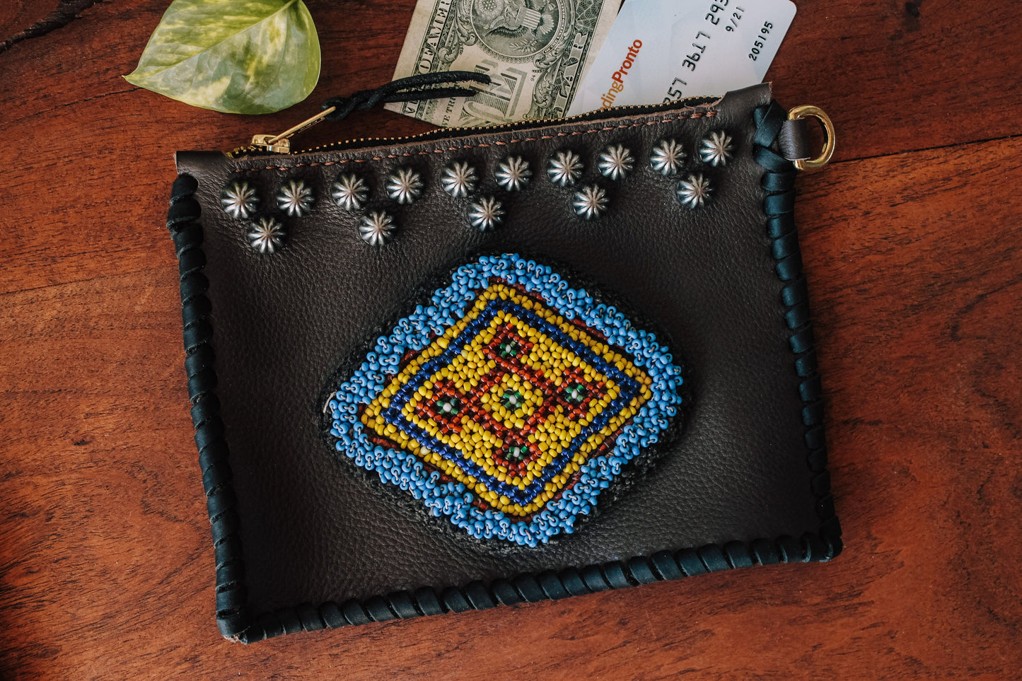 Diamond Eye Beaded Patch Large Coin Purse